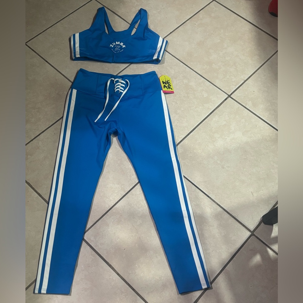Zumba Fitness Blue and White Pants & Jumpsuit Set